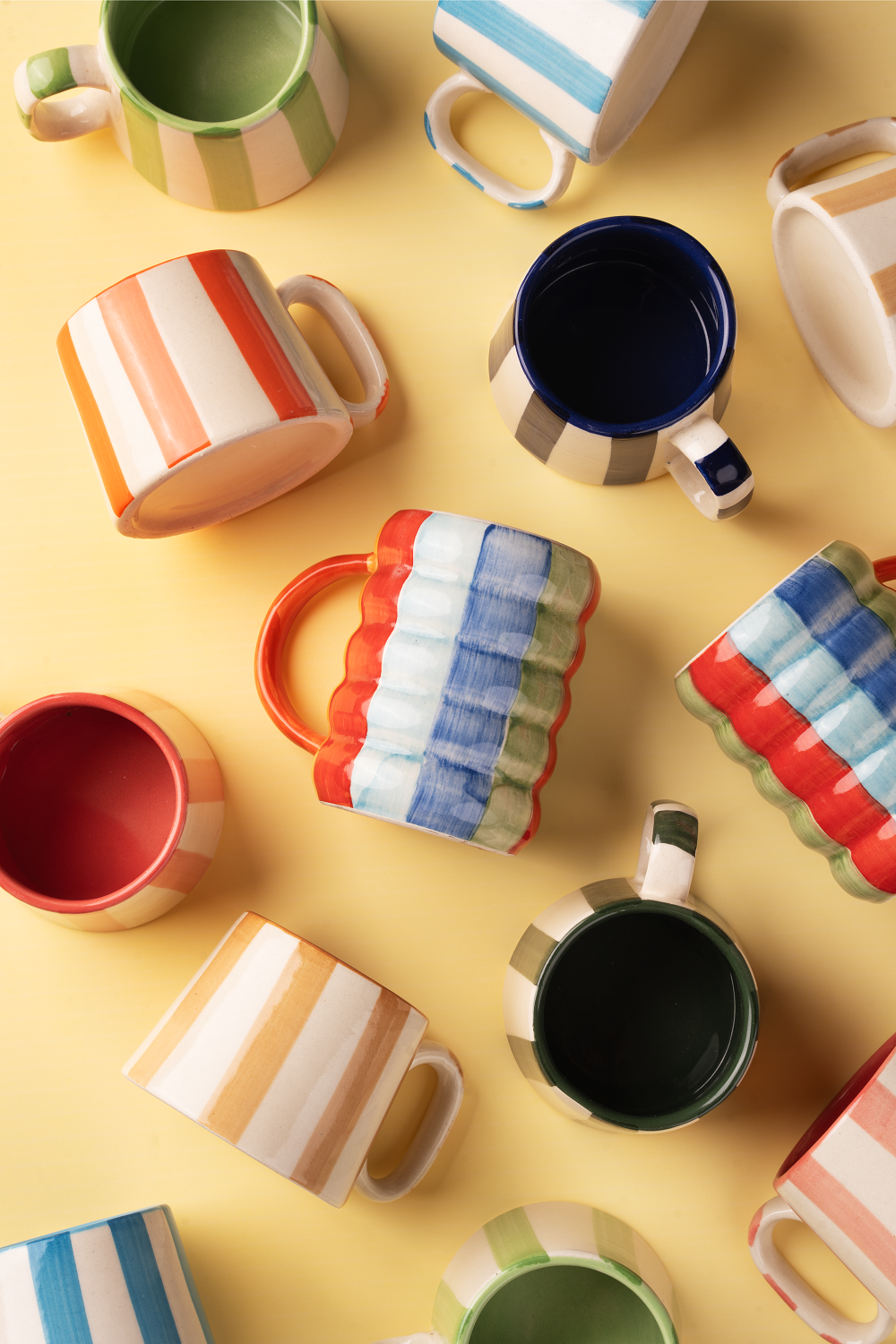 Ceramic Pink Stripe Coffee cup