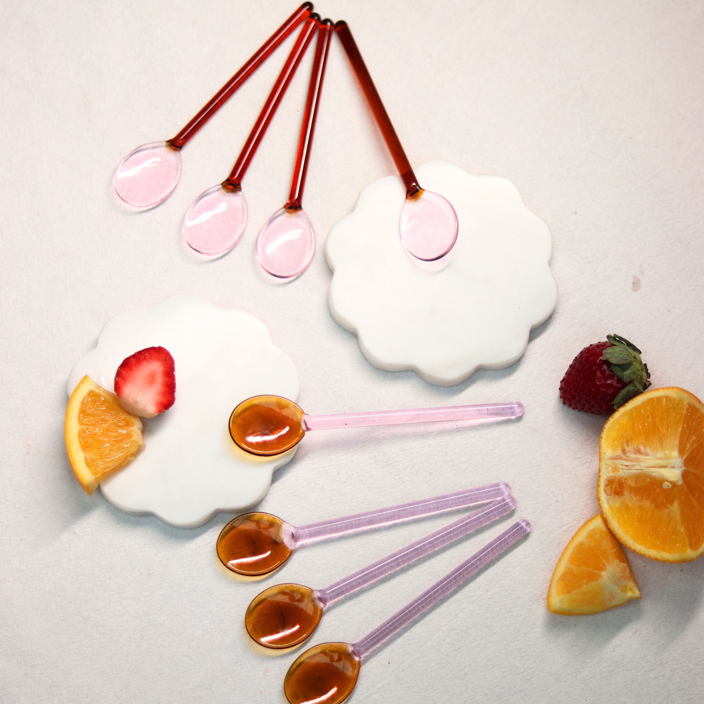 Casa Amarosa - Glass Spoons Amber-Pink, - 4.9 x 1 Inches
