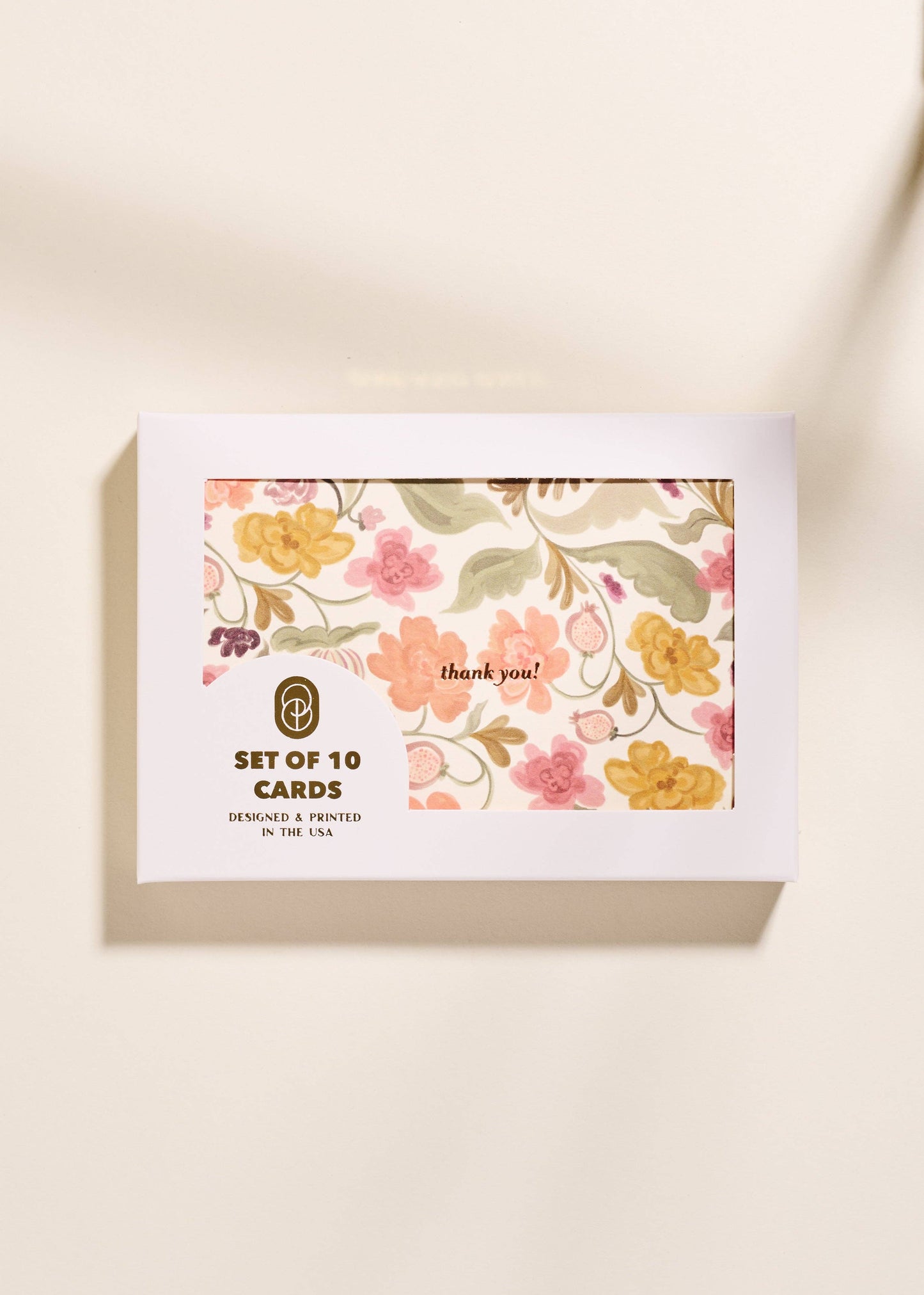 Harvest Floral Foil Pressed Folded Thank You Note -Set of 10