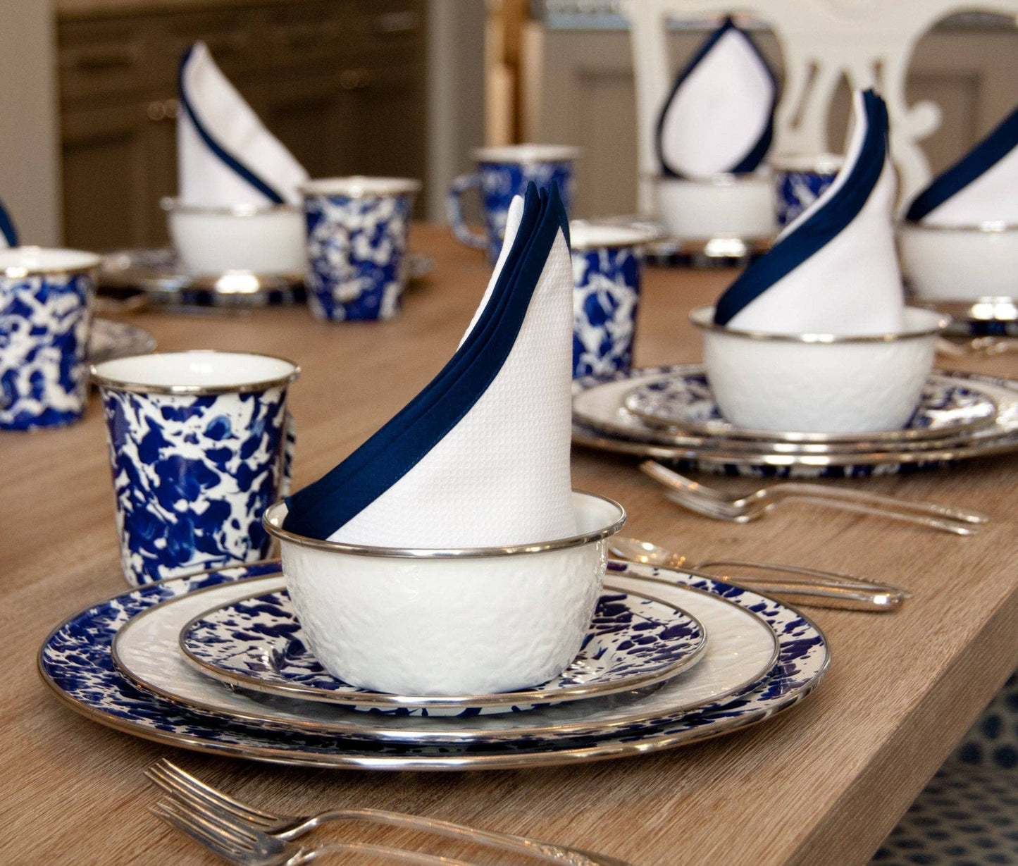 Enamelware Set of 2 Square Plates - Cobalt