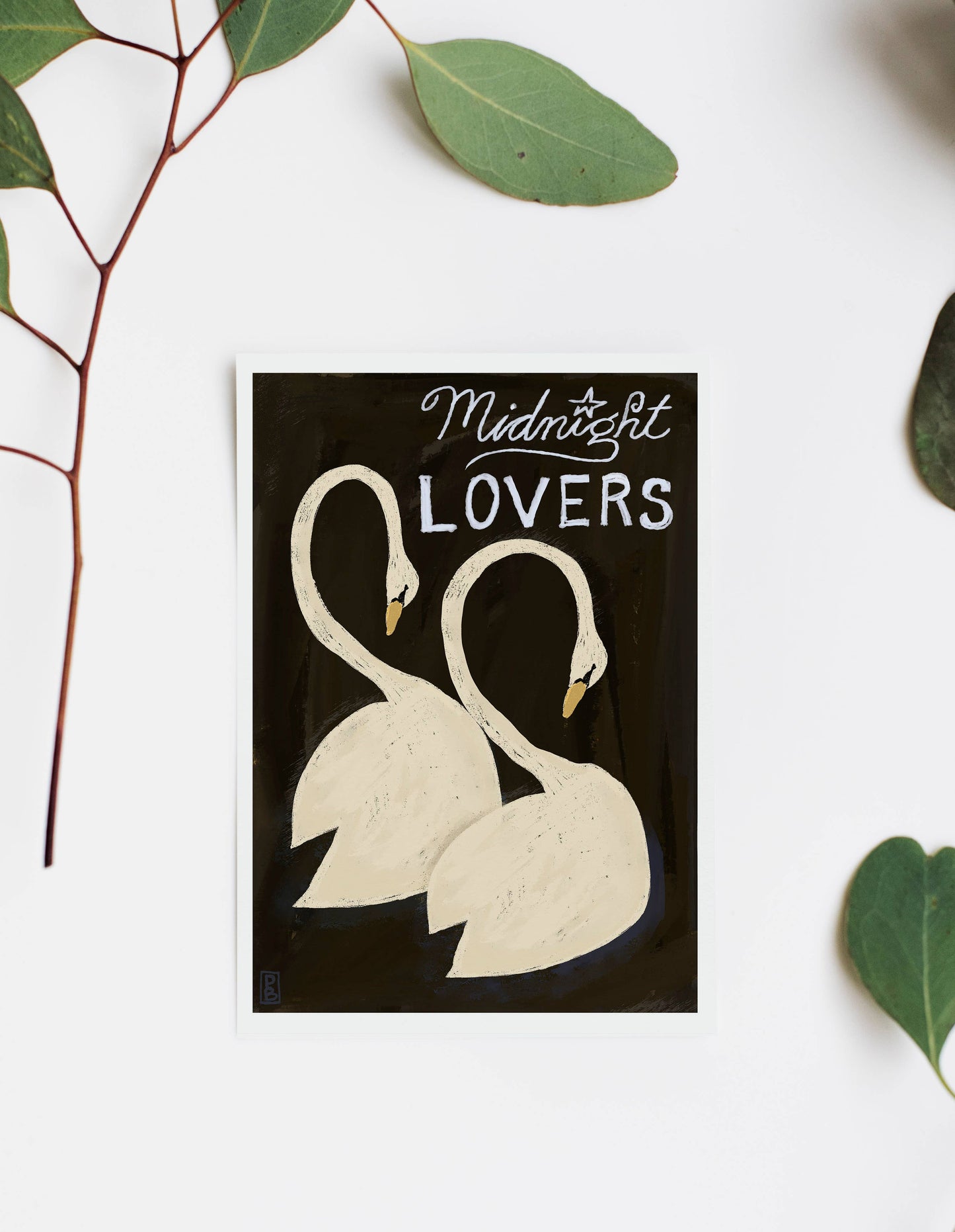 Swans: Midnight Lovers Giclée Fine Art Print (Framed & Matted)