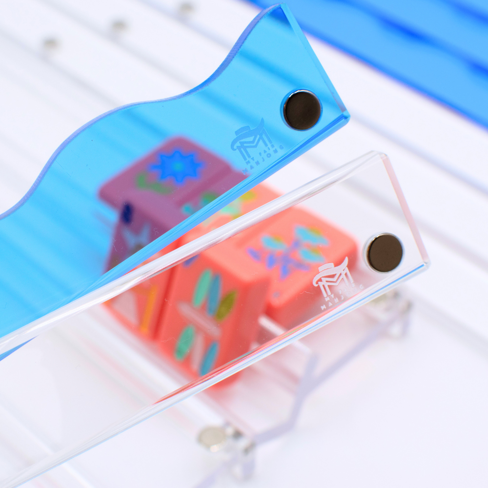Wavy Acrylic Mahjong Racks | Multi-Colors | Magnetic Pushers