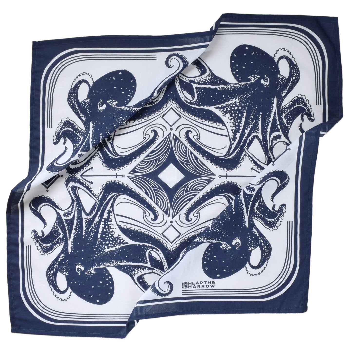 Octopus Bandana - 100% Cotton - Nautical Print - Hanky Ascot