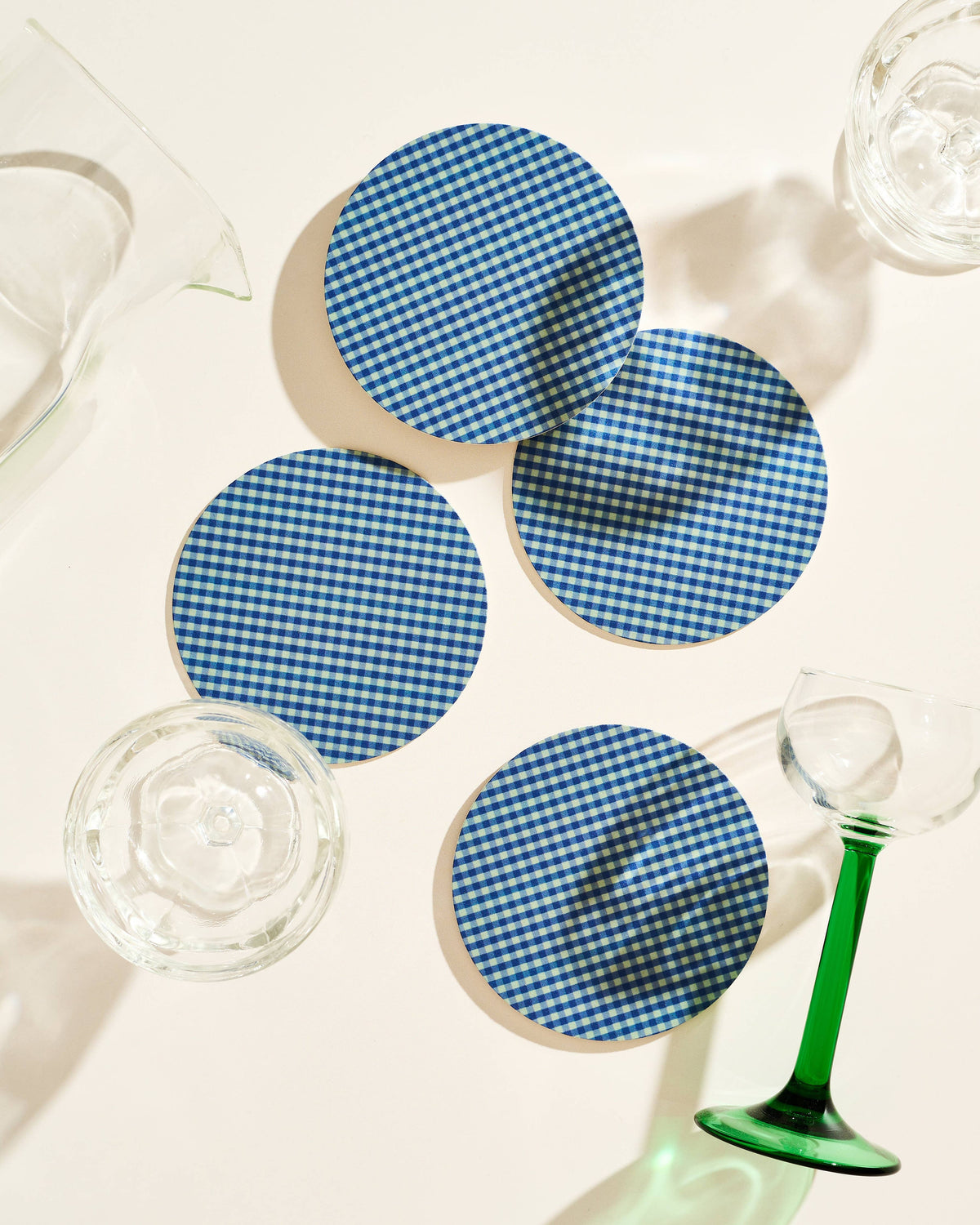 Blue Gingham Coasters - Set of 4
