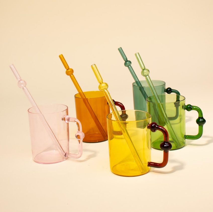 Colored Handblown Drinkware Coffee,Teal - 2.7X3.5 Inch