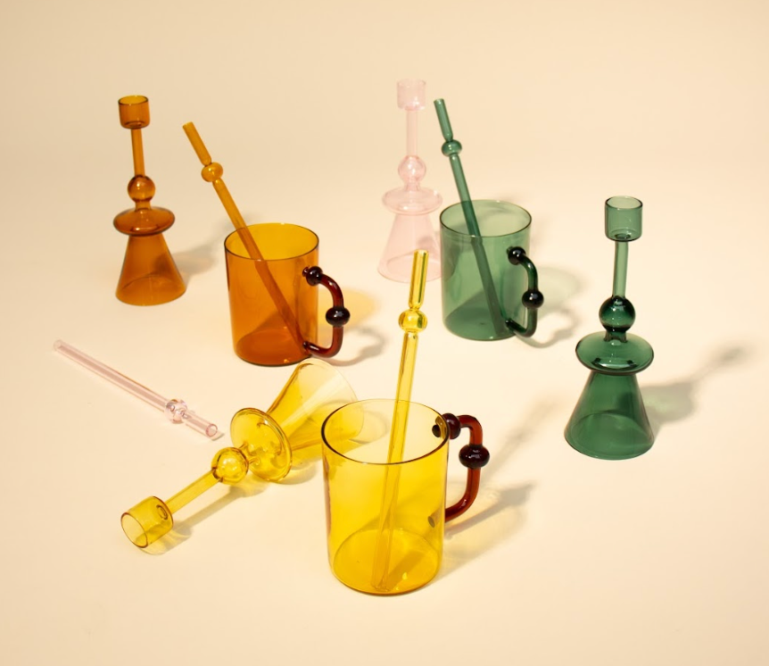 Colored Handblown Drinkware Coffee,Teal - 2.7X3.5 Inch