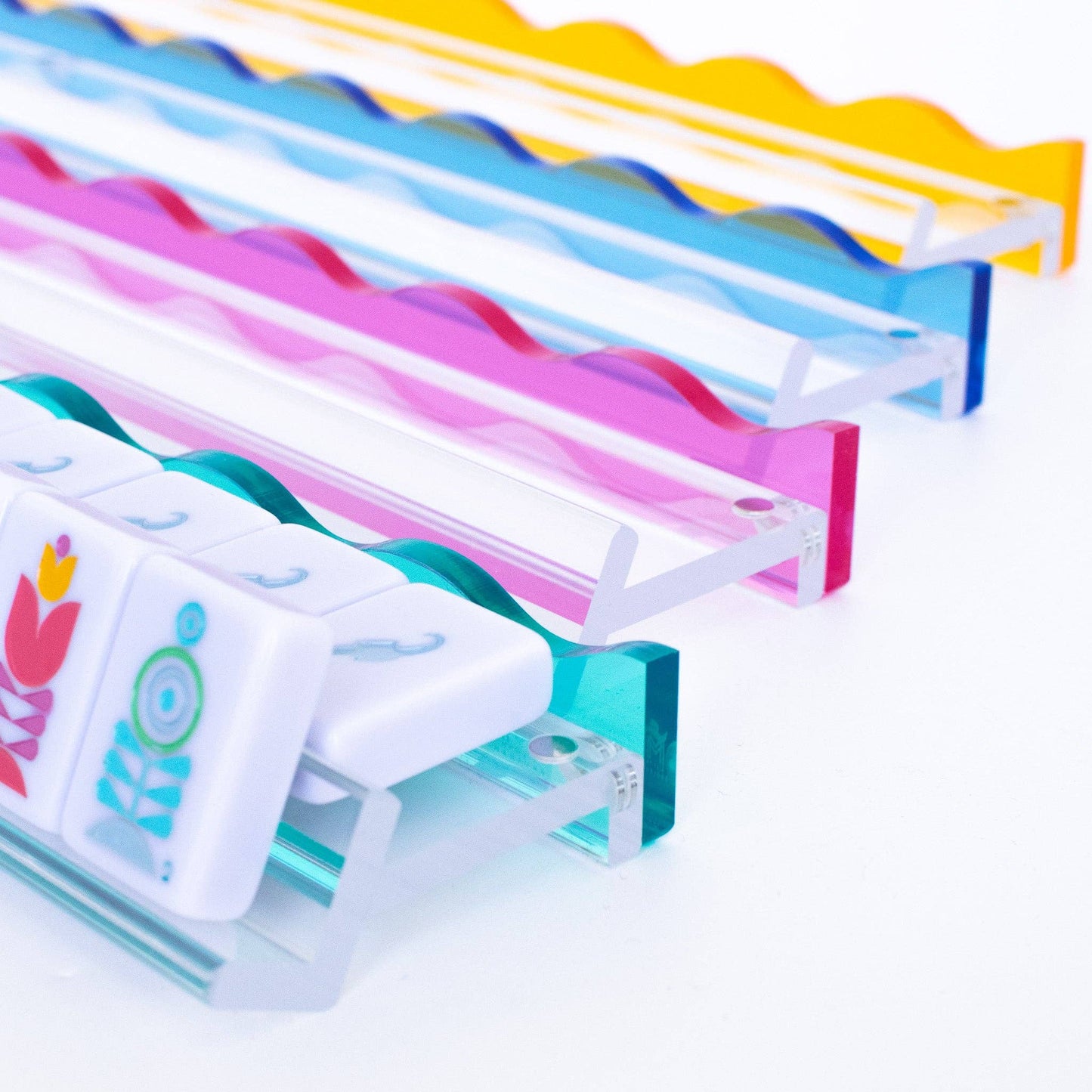 Wavy Acrylic Mahjong Racks | Multi-Colors | Magnetic Pushers