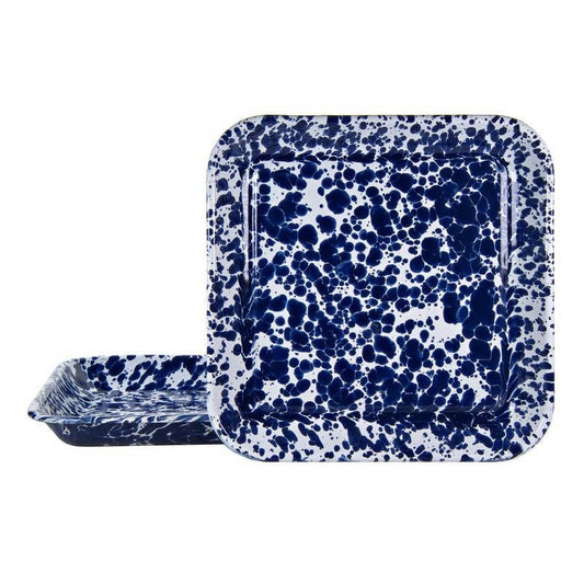 Enamelware Set of 2 Square Plates - Cobalt