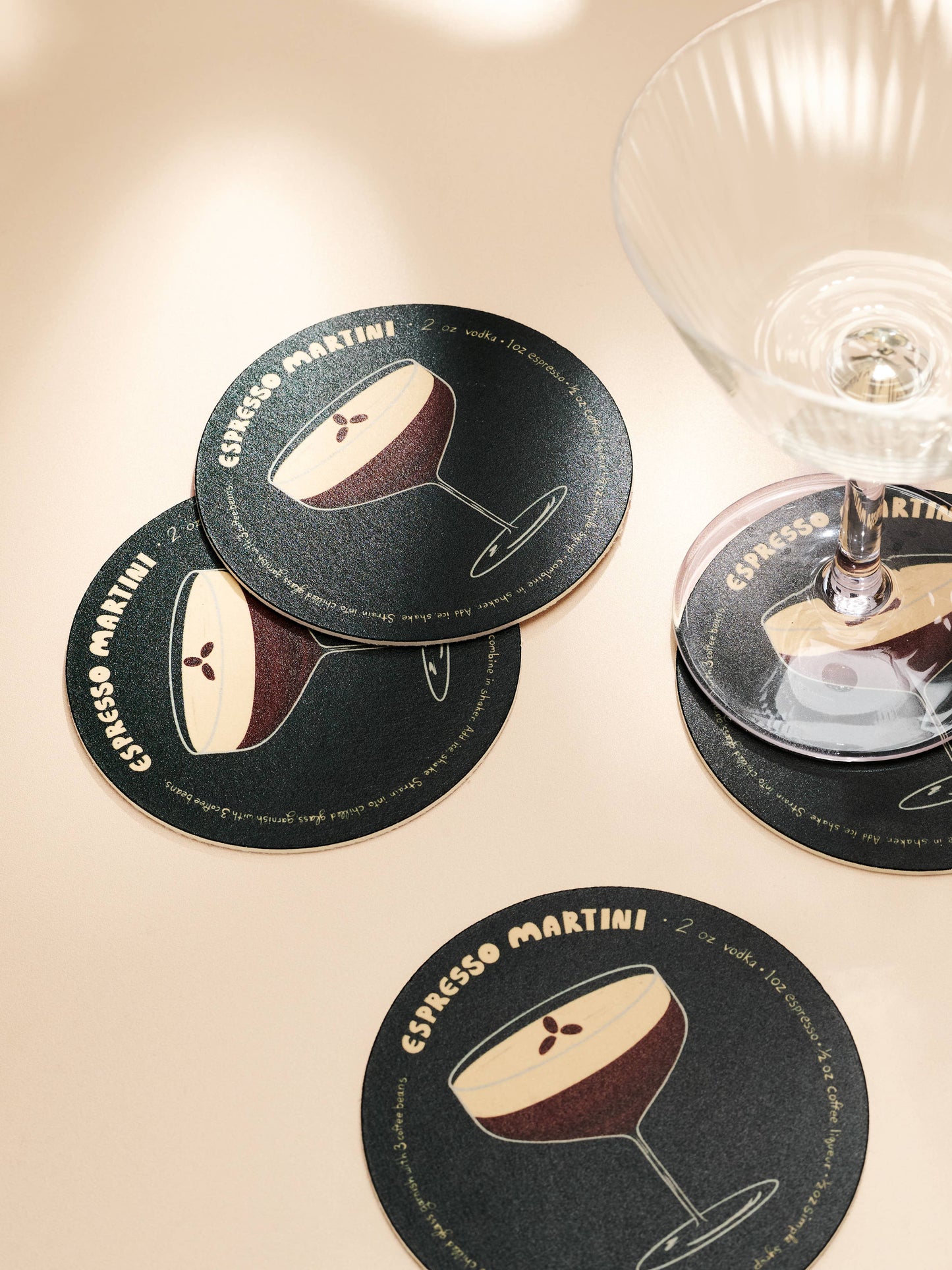 One & Only Paper - Espresso Martini Recipe Coasters - Set of 4