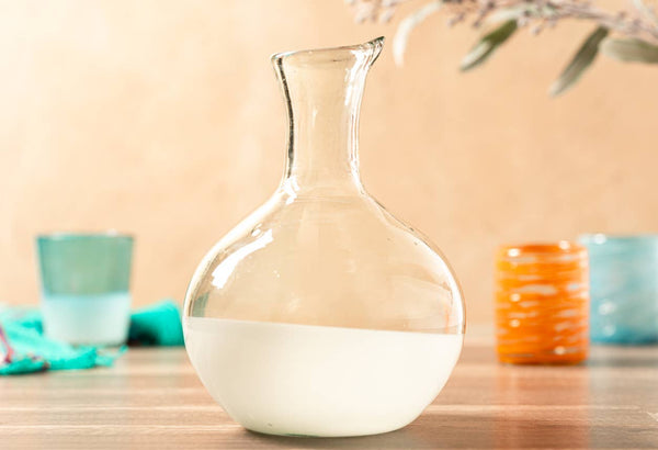 Handblown Glass Carafe - White Base