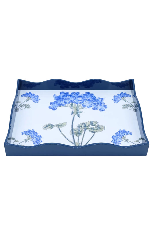 Blue Hydrangea Lacquerware Scalloped Tray - Inner Child