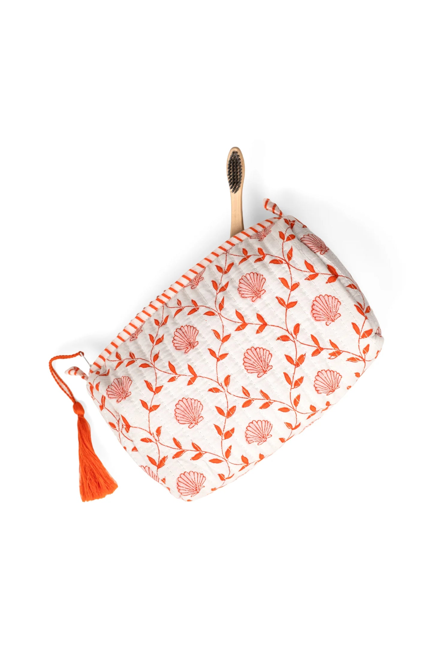 Seashell Blockprint Makeup Bag Medium/Pink