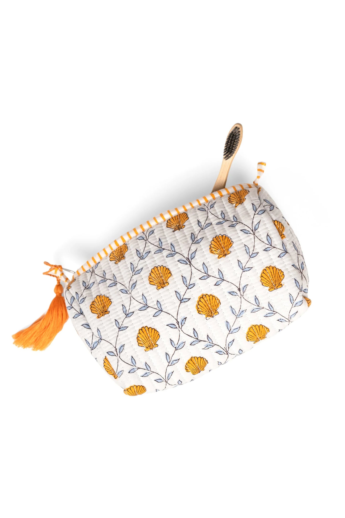 Seashell Blockprint Makeup Bag Medium/Orange