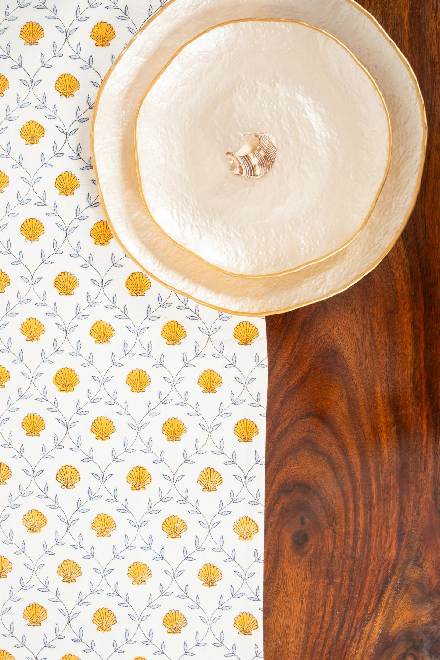 Seashell Blockprint Tablerunner - Orange