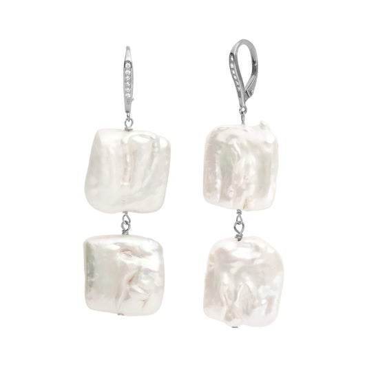 aurora pearl earrings silver