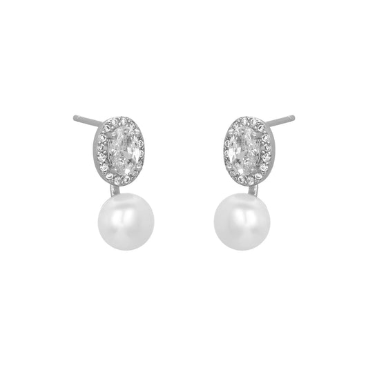 Portia Pearl Earrings Silver