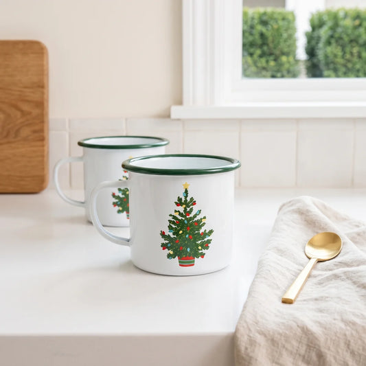 Enamelware 12 oz Mug - Holiday Tree