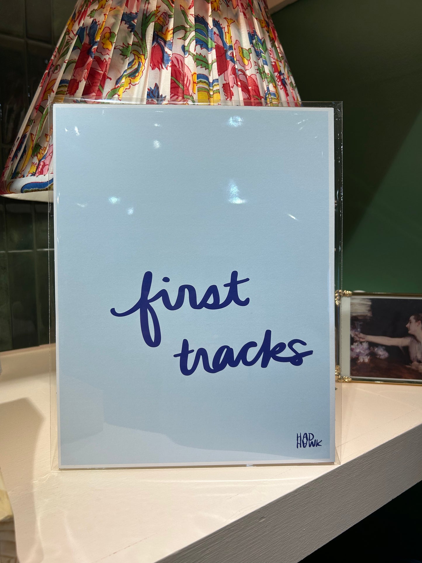 first tracks original art print - light blue & navy