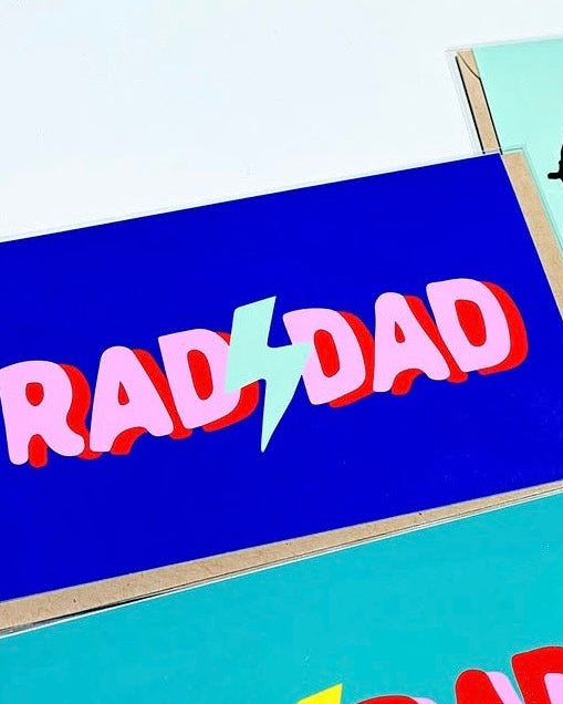 RAD DAD - Folded Card - Blank Inside - Blue