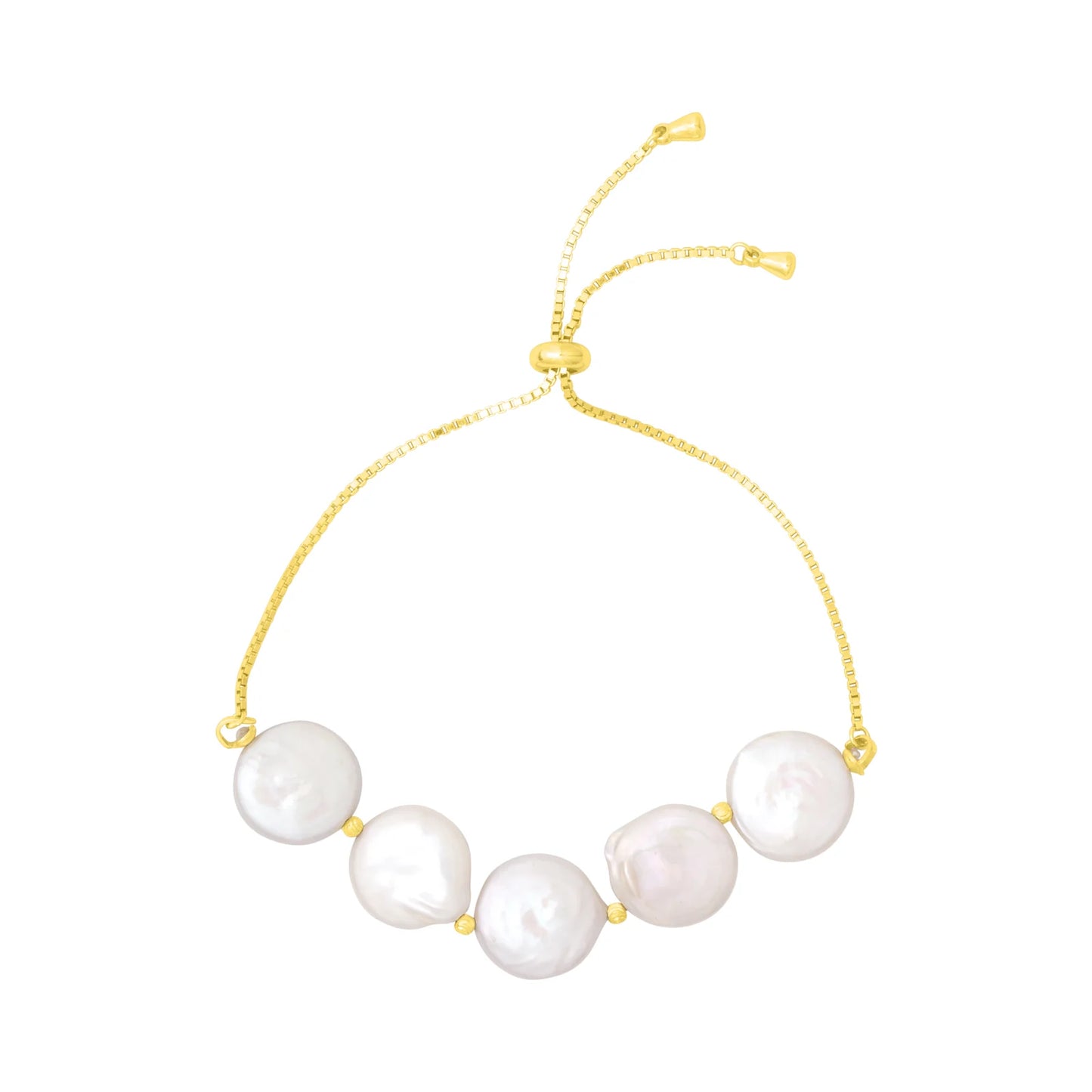 LUCIA CHAMPAGNE PEARL PULL TIE BRACELET GOLD