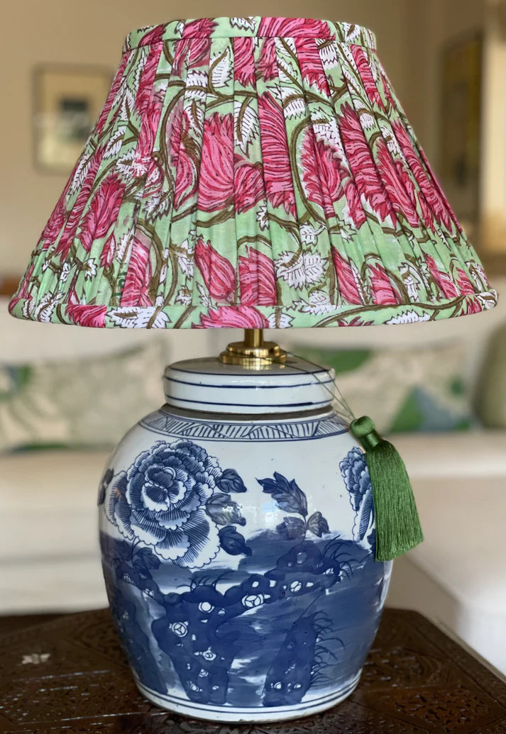 Lychee Block-Printed Lamp Shade - Regular