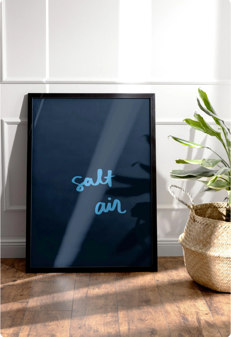 Hadhawk Design - Salt Air - 8.5 x 11  Art Print- Navy blue