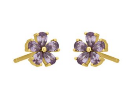 Purple Flora Studs Gold