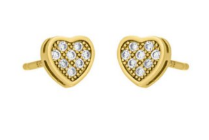 Petite Pave Heart Studs Gold