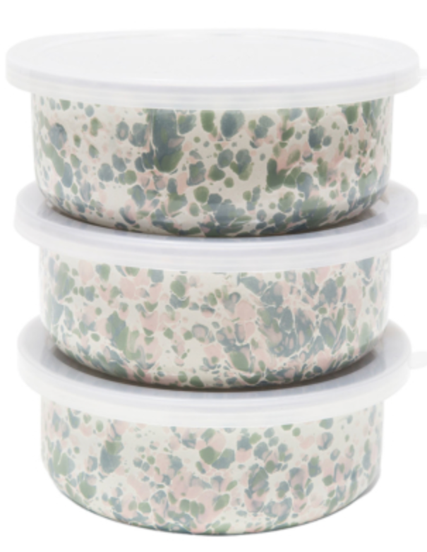Catalina 3 Piece Storage Bowl Set, Mint Hibiscus