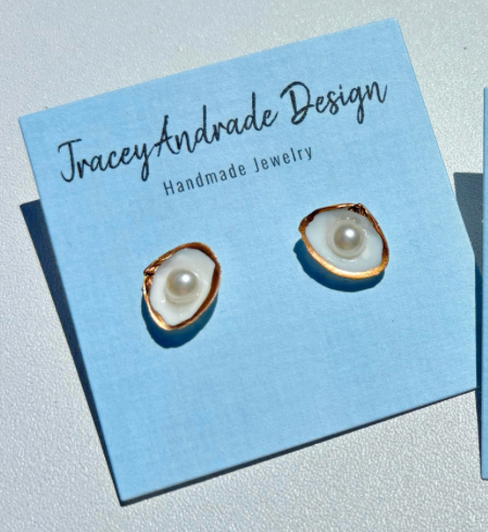Oyster Shell Earrings With Pearl
