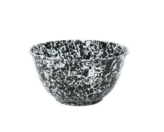 Large Splatter Enamelware Bowl - Black & White