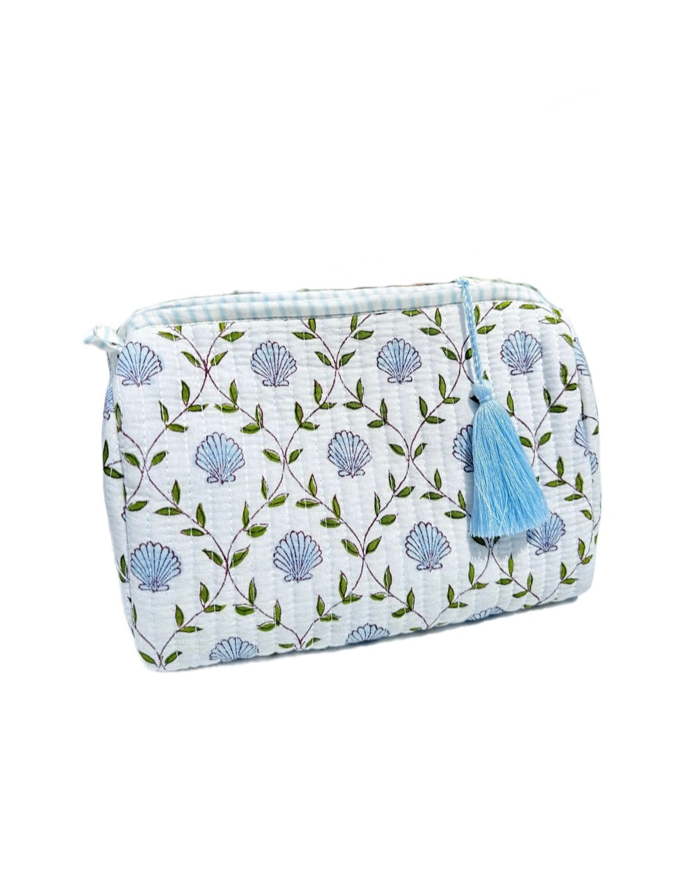Seashell Blockprint Makeup Bag Medium/Blue