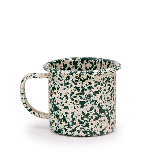 Splatter Enamelware 12 oz Mug - Green & Cream