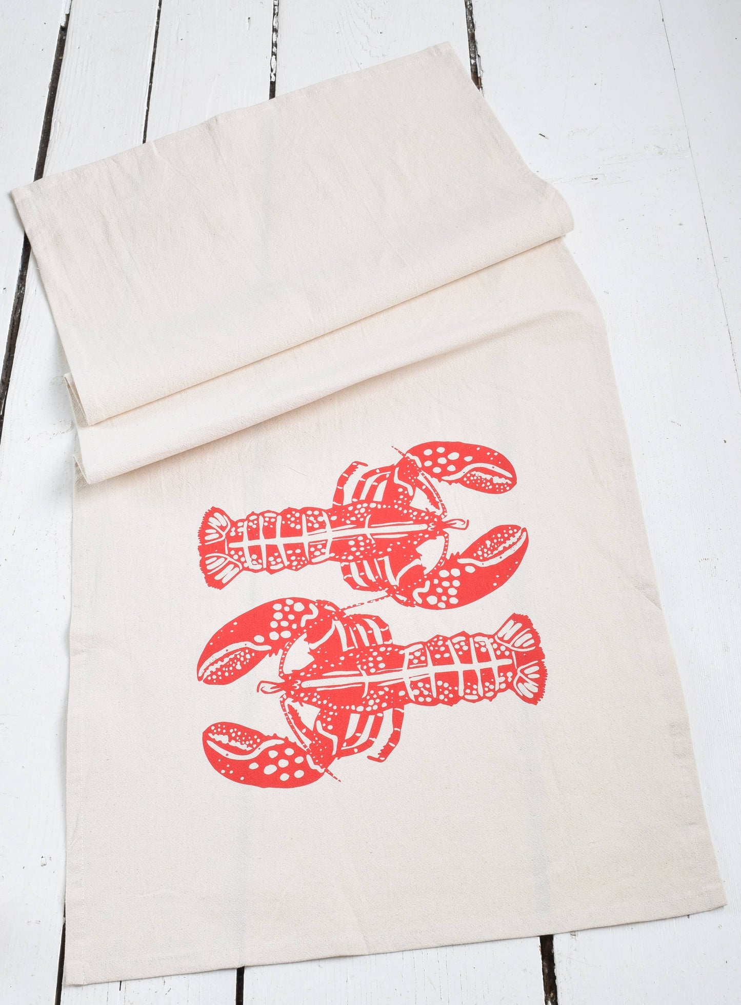 Hearth and Harrow - Double Lobster Tea Towel in Red - Nautical Gifts - Handmade