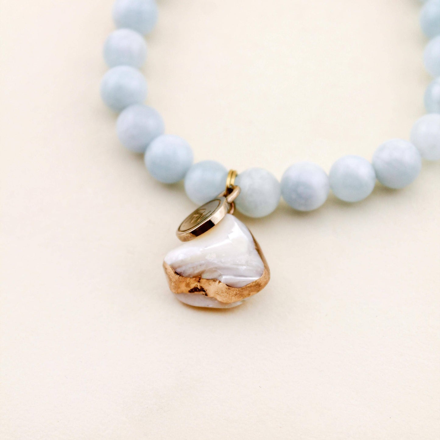Pearl Charm Bracelet in Aquamarine