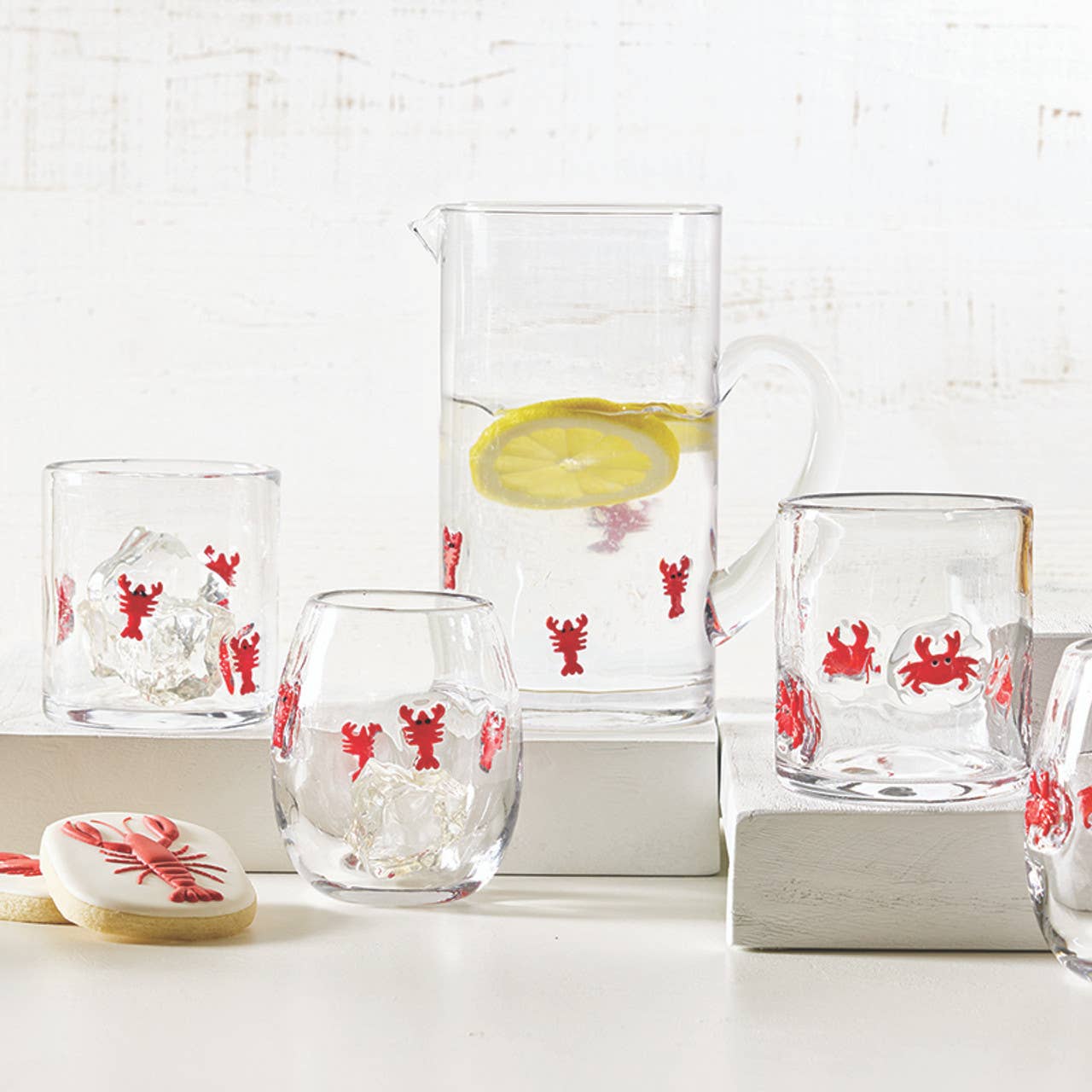 Lobster Icon Glass Pitcher