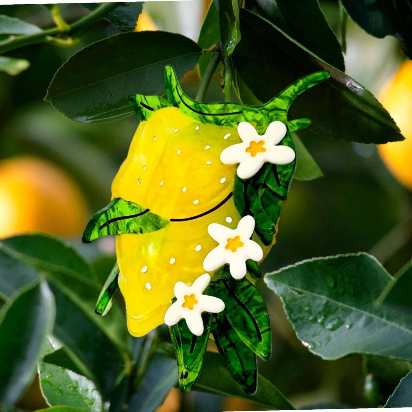 Jenny Lemons - Large Lemon and Flowers Hair Claw Clip