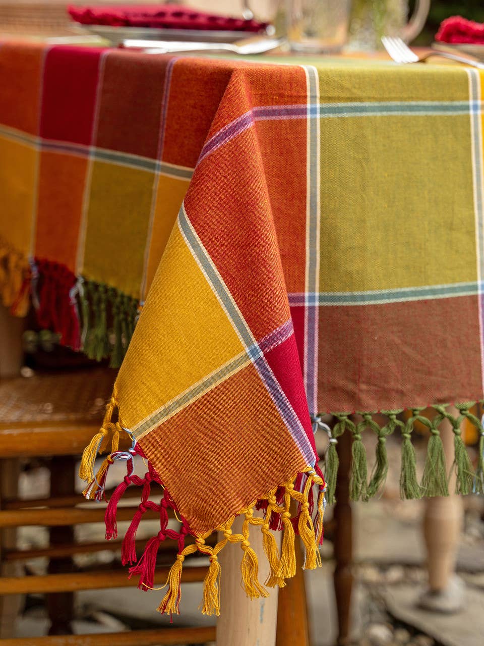 April Cornell - Colorblock Plaid Tablecloth - Multi
