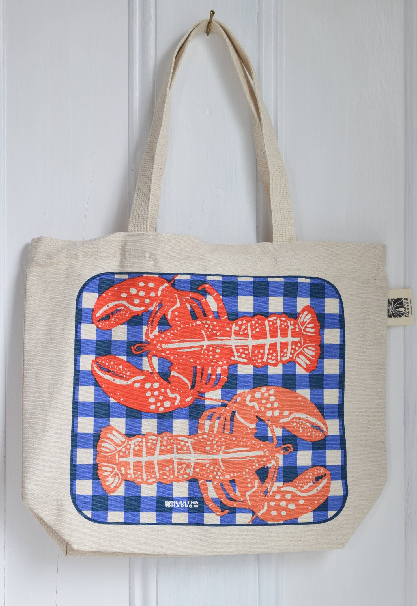 Hearth and Harrow - Lobster Tote Bag - 100% Cotton - Market and Beach Bag