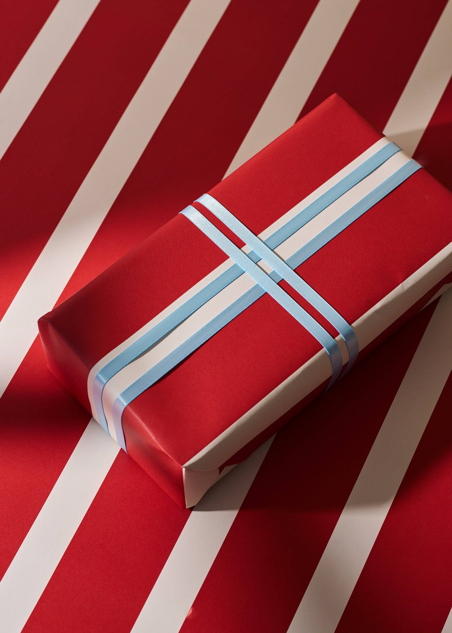 Olive and Red Stripe Double Sided Gift Wrap | Set of 3 Sheets