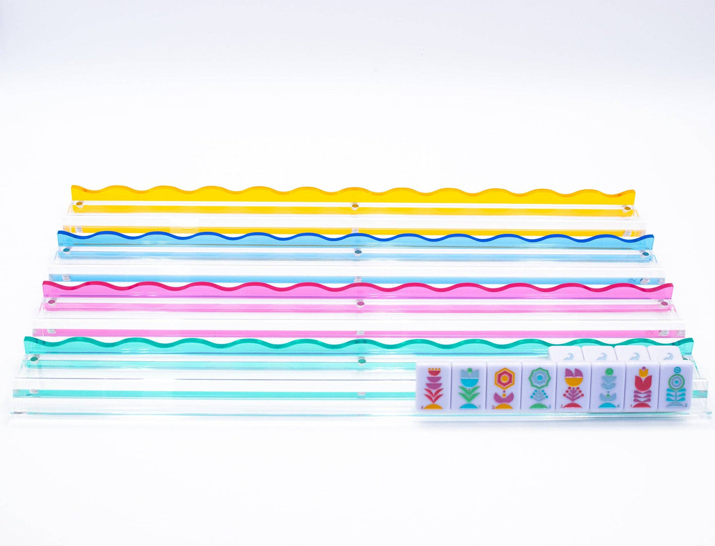 Wavy Acrylic Mahjong Racks | Multi-Colors | Magnetic Pushers