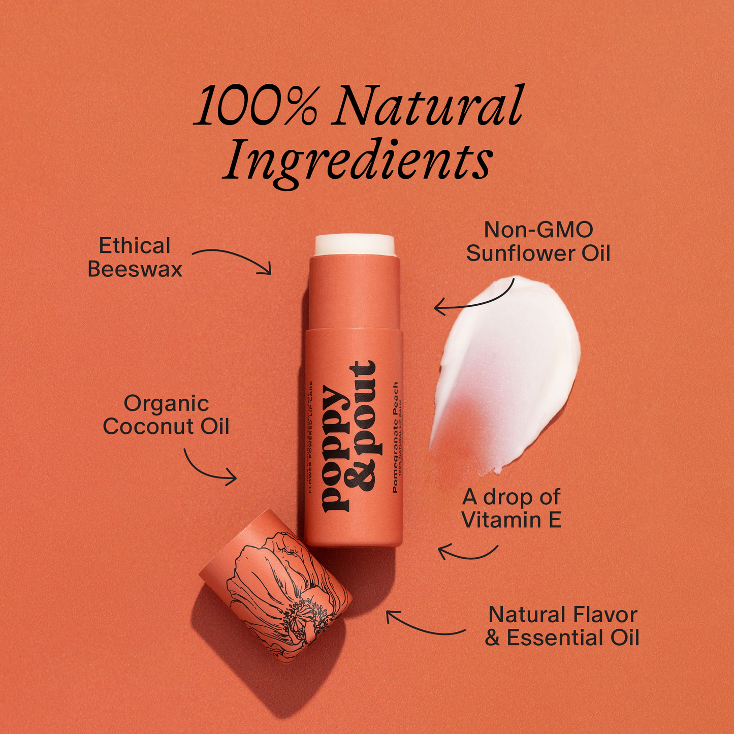 Poppy & Pout - Lip Balm, Pomegranate Peach