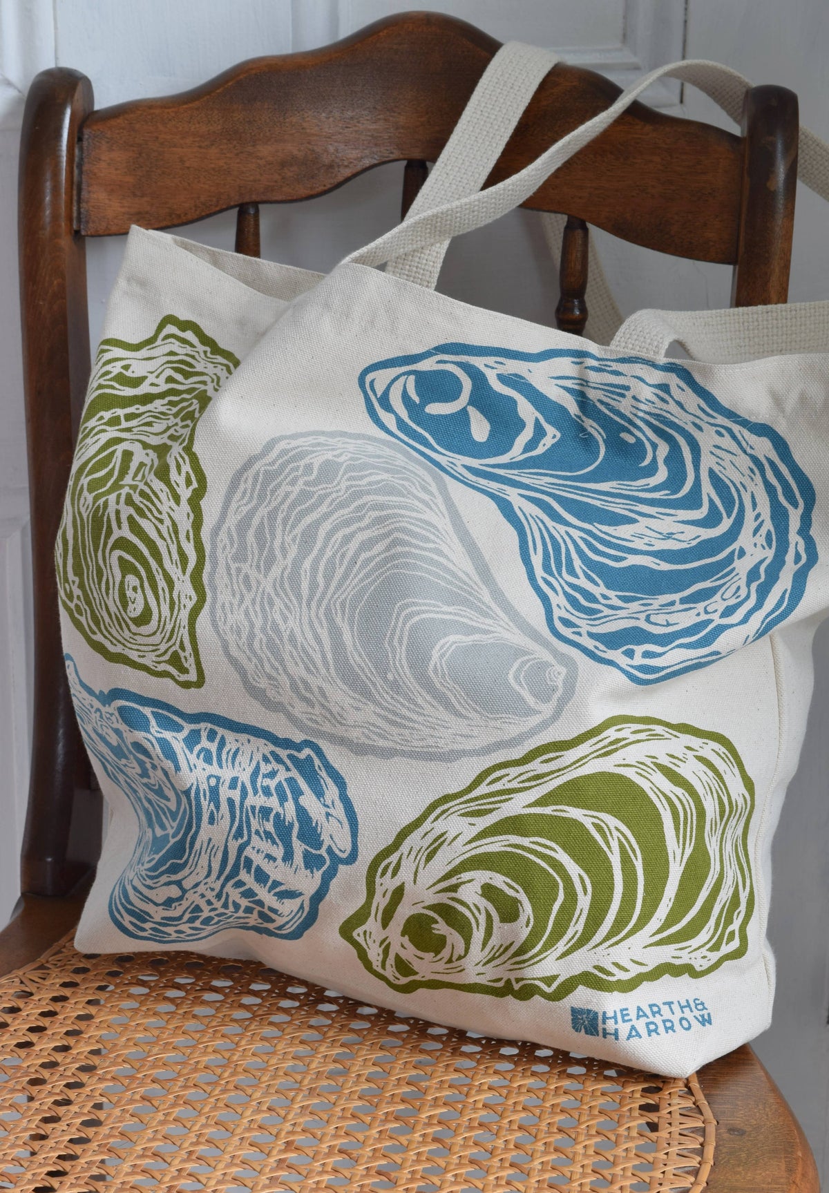 Hearth and Harrow - Oyster Tote Bag - 100% Cotton - Market and Beach Bag