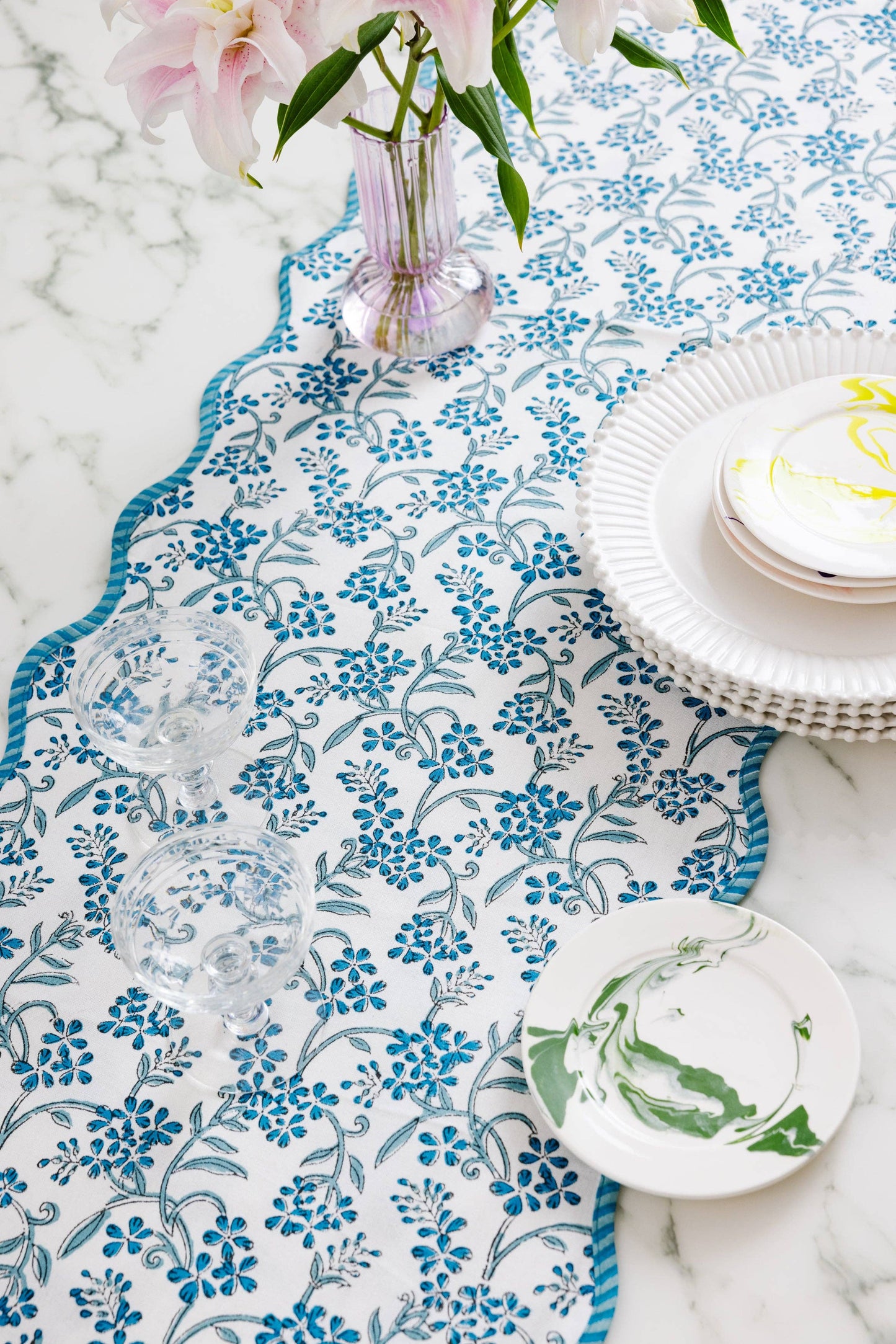 Sanibel Blue & White Table Runner