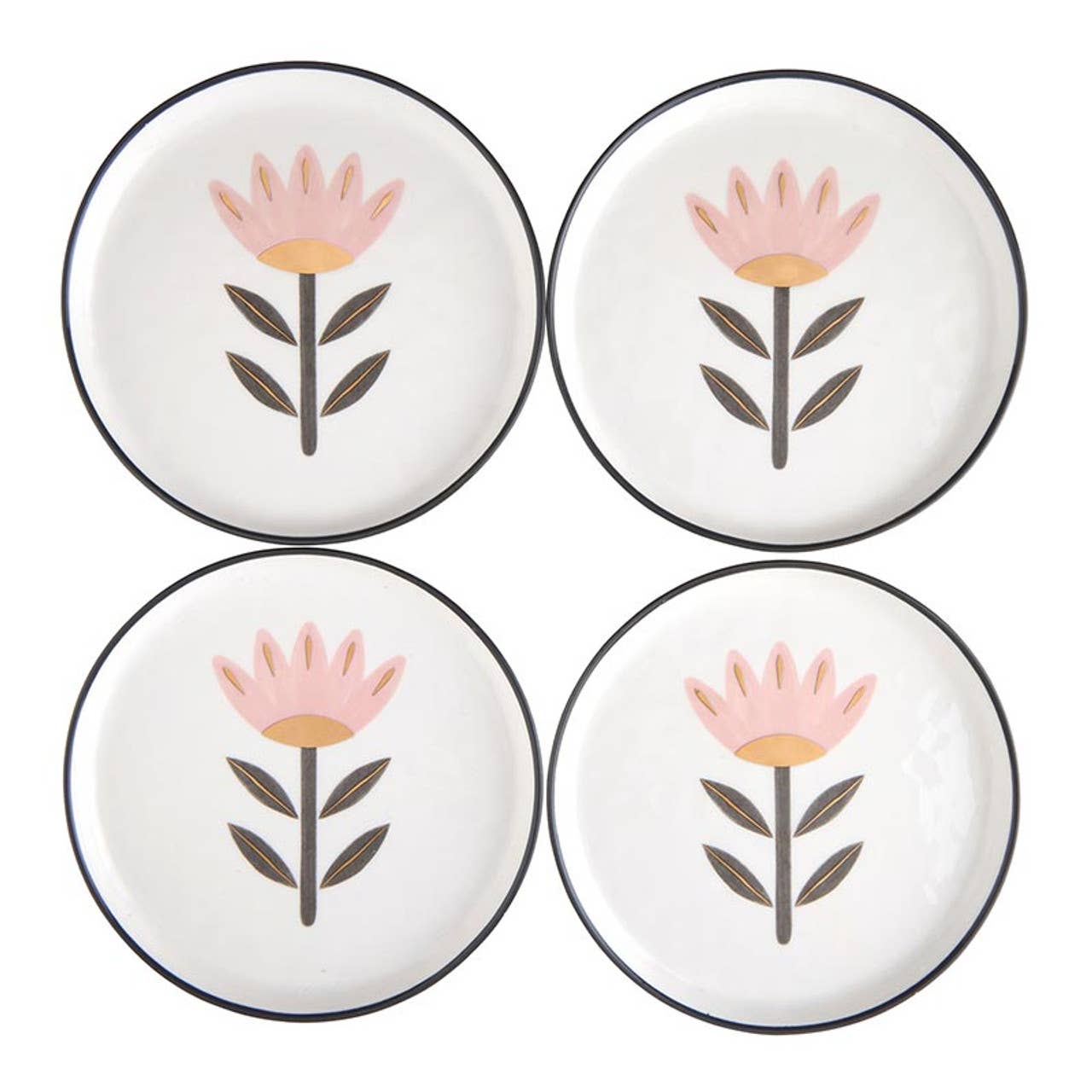 Flower Ceramic Appetizer Plates - Set of 4