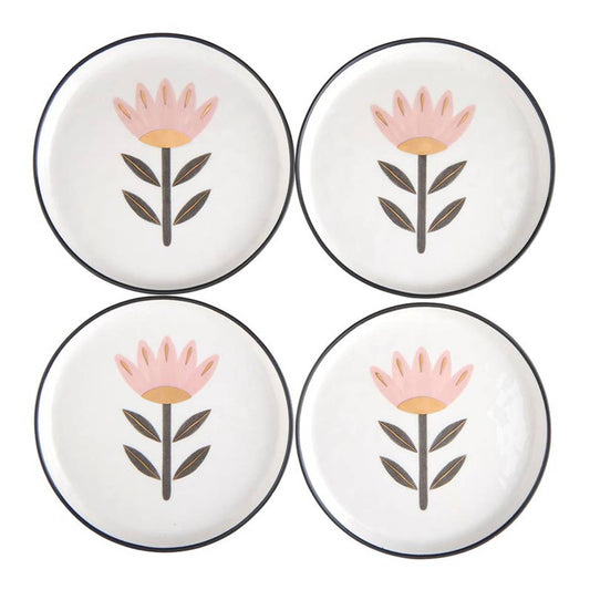Flower Ceramic Appetizer Plates - Set of 4