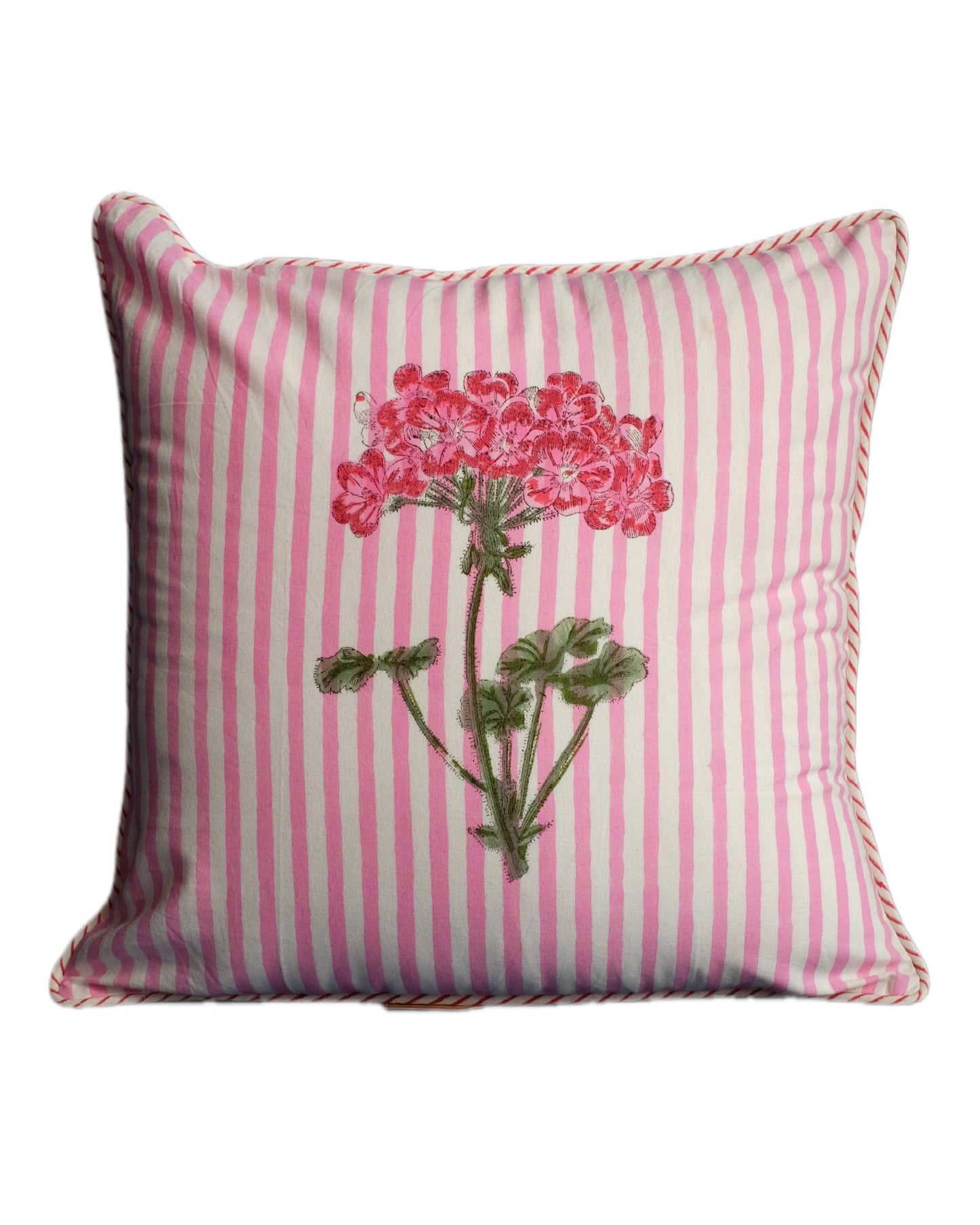 Pink Hydrangea Blockprint Pillow 18x18
