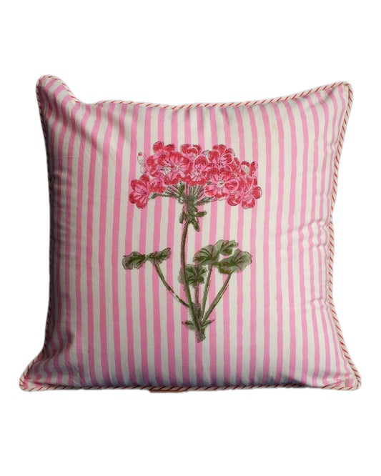 Pink Hydrangea Blockprint Pillow 18x18
