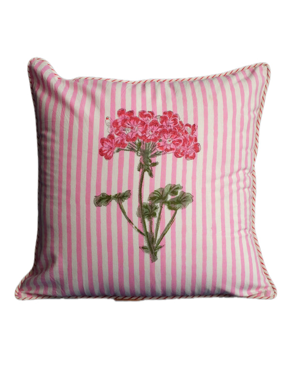 Pink Hydrangea Blockprint Pillow 18x18