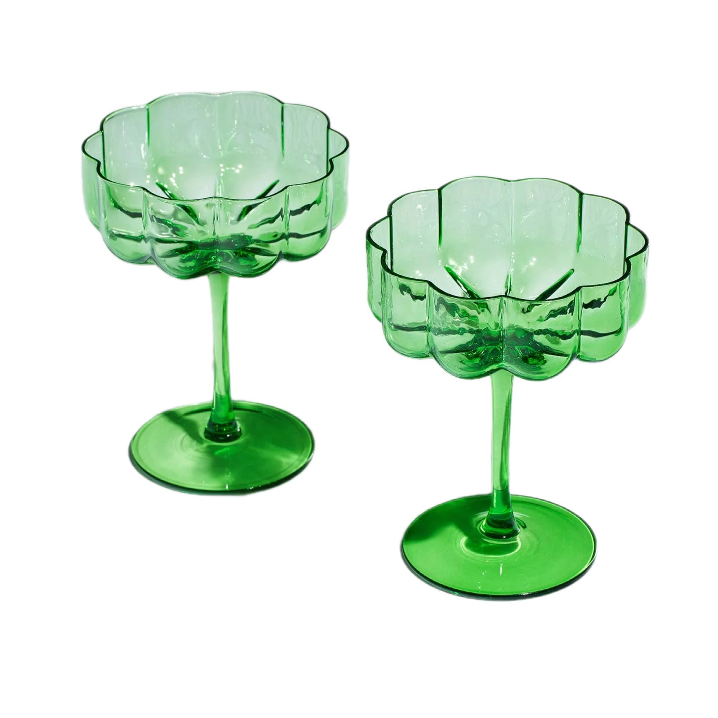 Green Scallop Edge Glass Coupe